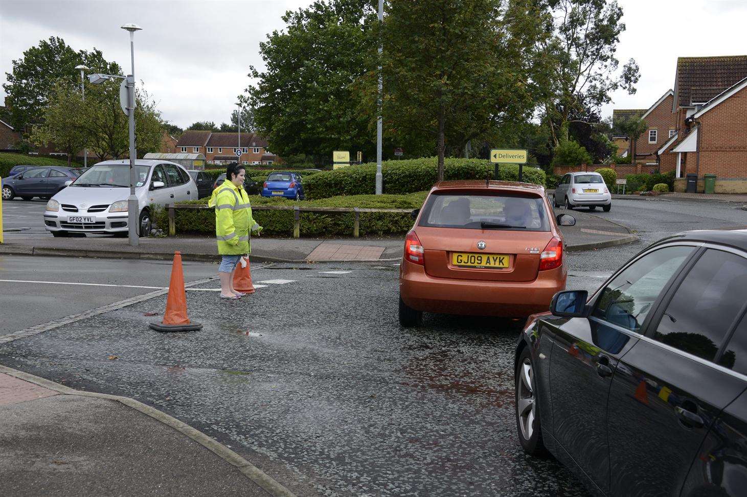 Cars were turned away when Morrisons closed on Sunday. Picture by Paul Amos.