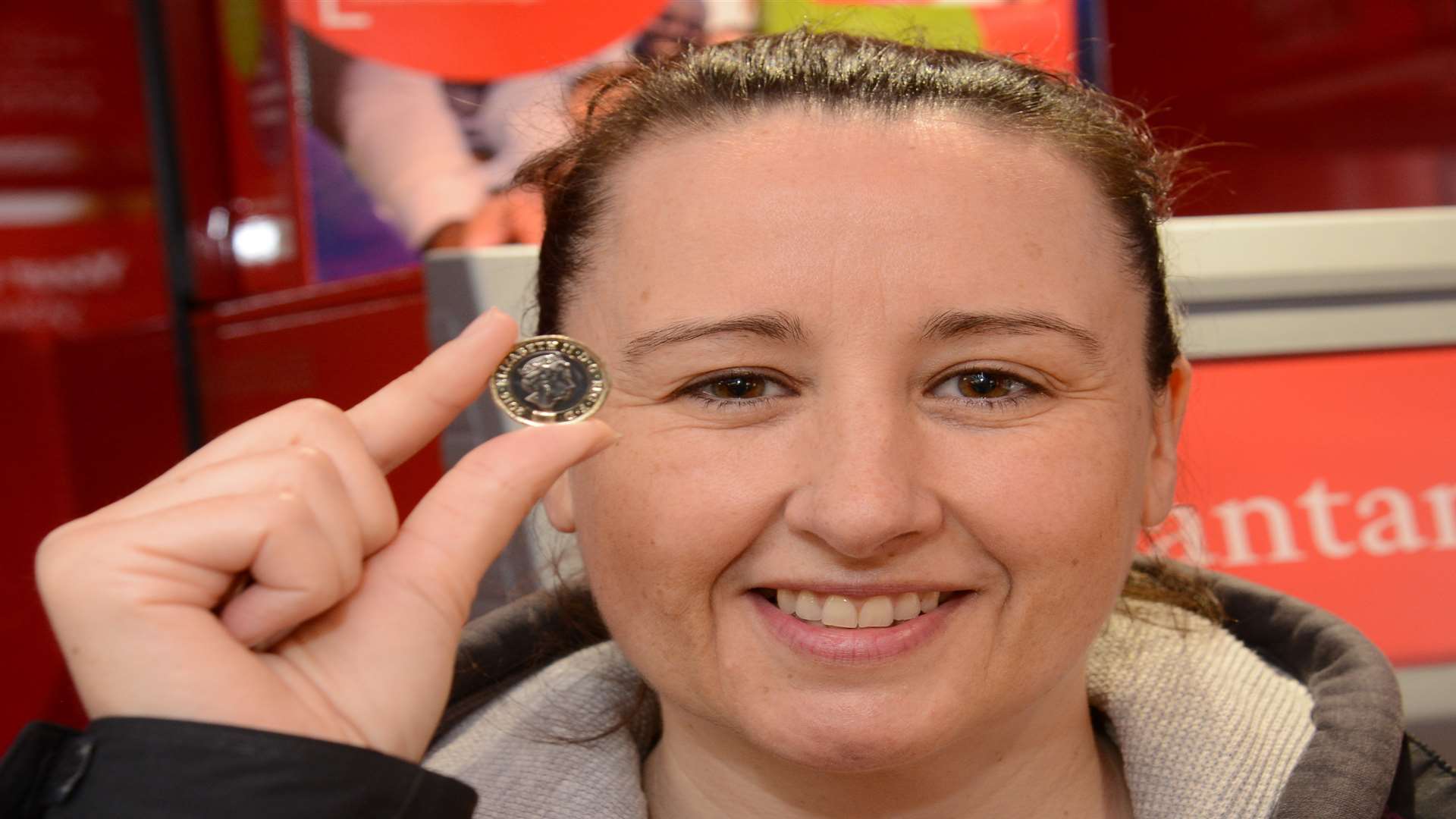Sara Simpson from Sittingbourne was the first person to get hold of the new pound coin