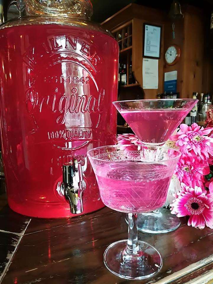 The pink cocktails sold after the walk. Picture credit: Stu Fox and Jules Crowley. (1367200)