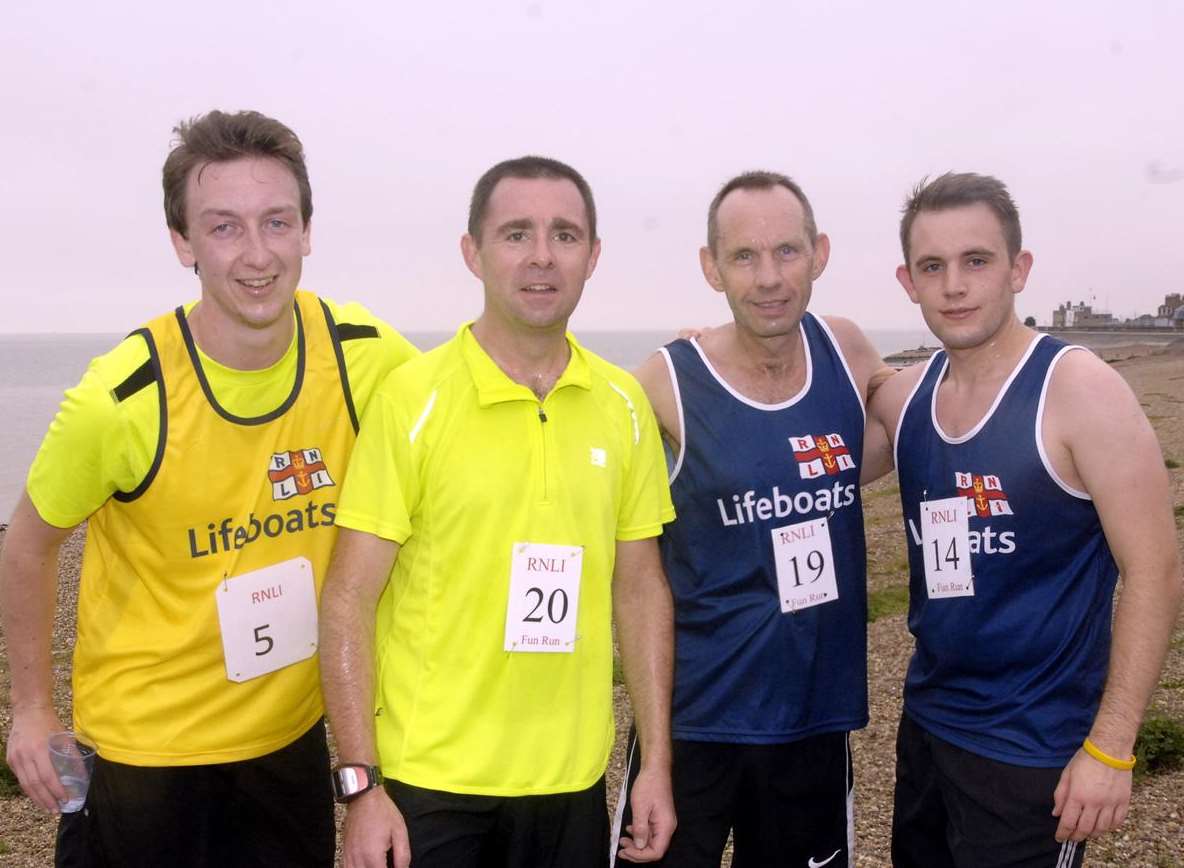 The first four home at last year's Sheerness Lifeboat annual run Paul Young (2nd), Craig Rousell (1st), Ian Mumford (3rd), and Sam Mumford (4th)