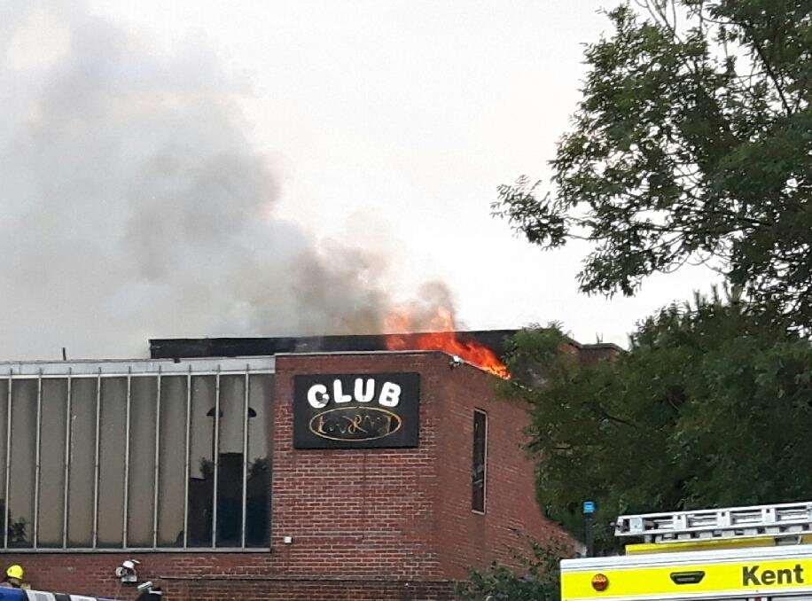 The former Club Karma with flames through its roof.. Picture: Sam Lennon