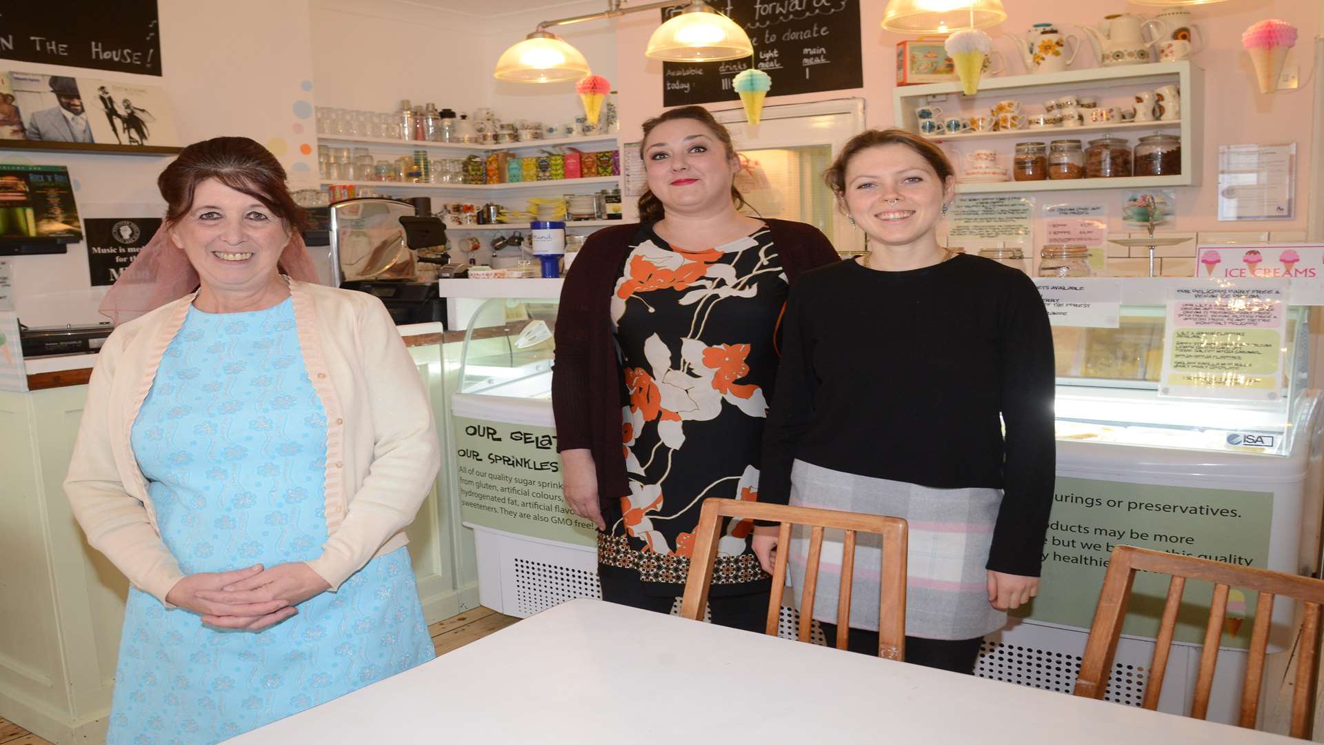 Lynne Forester, left, Ruth Hillman and Harriett Crook at the launch of the ‘pay-it-forward’ initiative at Revival Ice Cream Parlour and Veggie Bar in Whitstable
