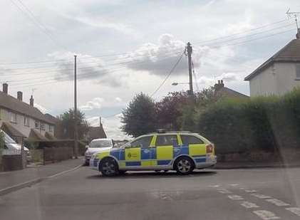 Police at the scene of the Sutton-at-Hone 'disturbance'