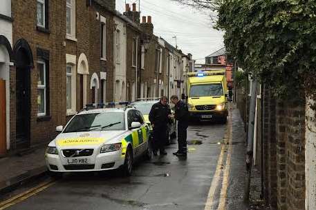Police and ambulance crews in Beach Street, Sheerness