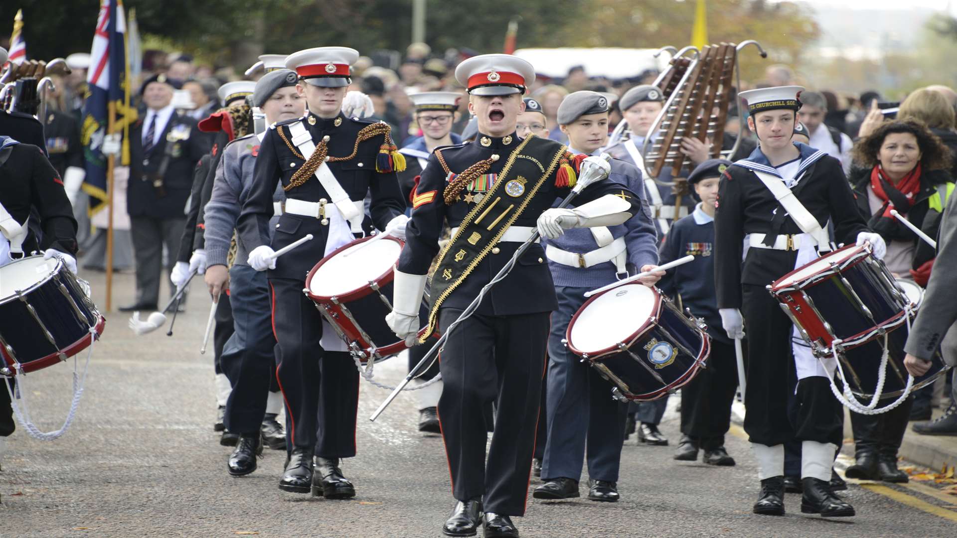The Sea Cadets Band led the parade after the service.