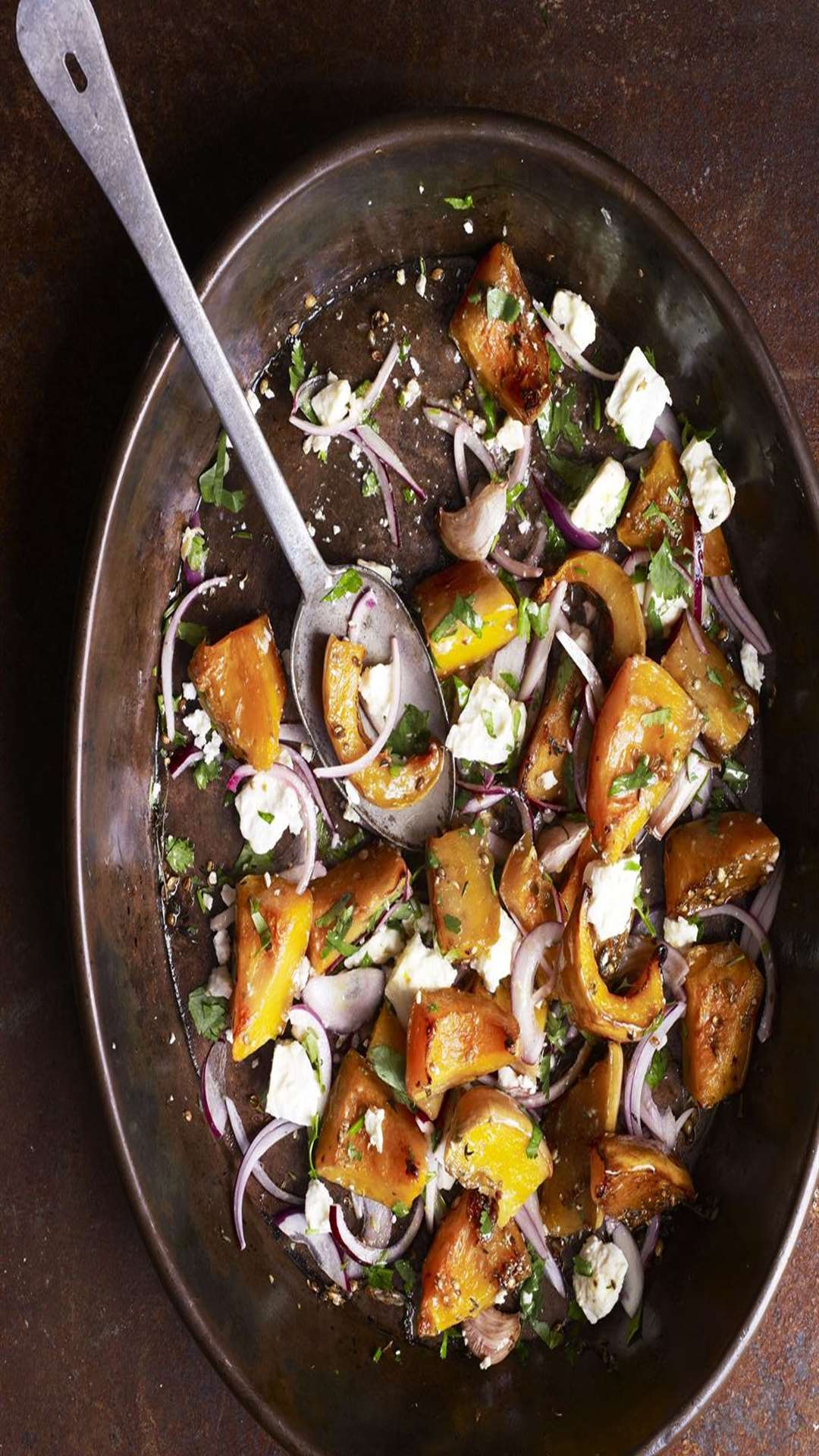 Butternut squash with red onion, feta and coriander, featured in Spice: Layers Of Flavour
