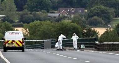 Forensics on the A21 between Tonbridge and Sevenoaks, where the tragic incident took place. Picture: UKNIP