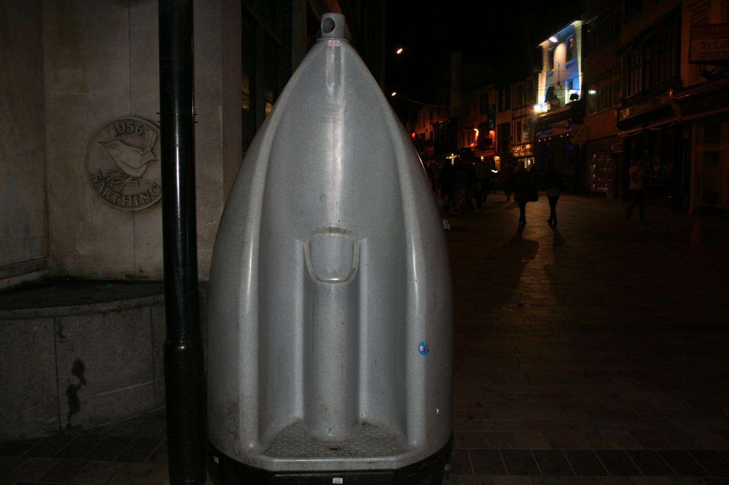 Male urinals will remain in place on Friday and Saturday nights in the town