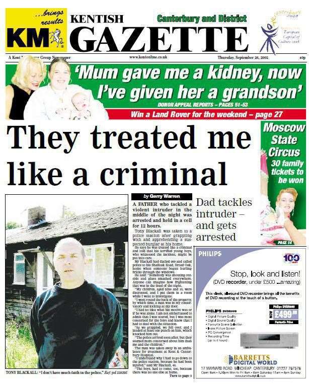 How KentOnline's sister paper the Kentish Gazette reported on the previous incident involving Mr Blackall