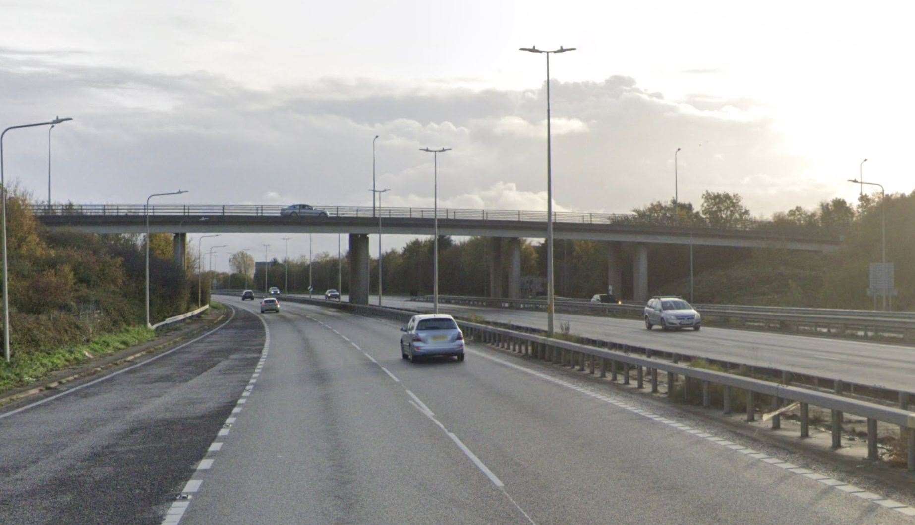 The Margate Road Interchange as seen from the A299 coastbound carriageway