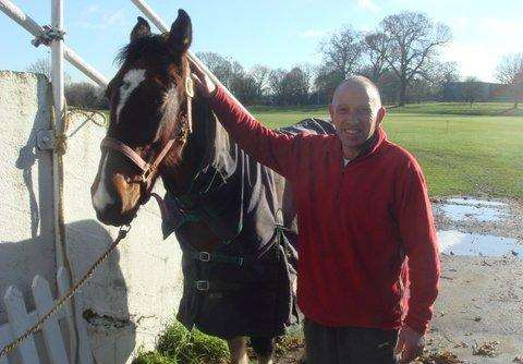 Maidstone Rugby Club groundsman Tony Saunders with the run away horse.