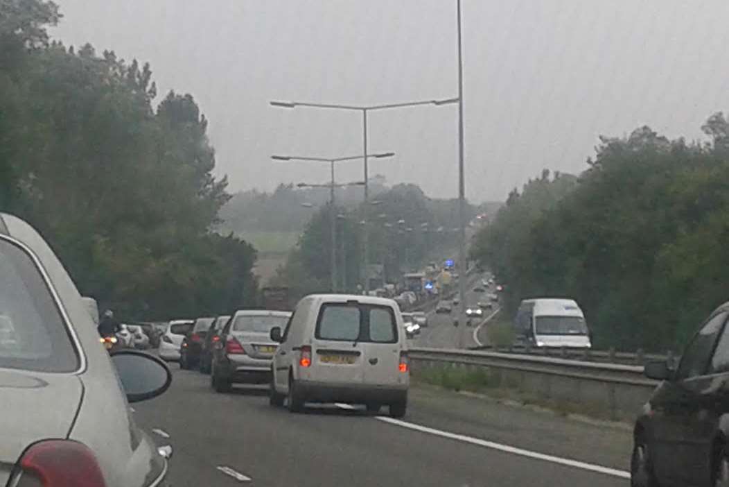 Traffic backed up on the London-bound stretch for hours