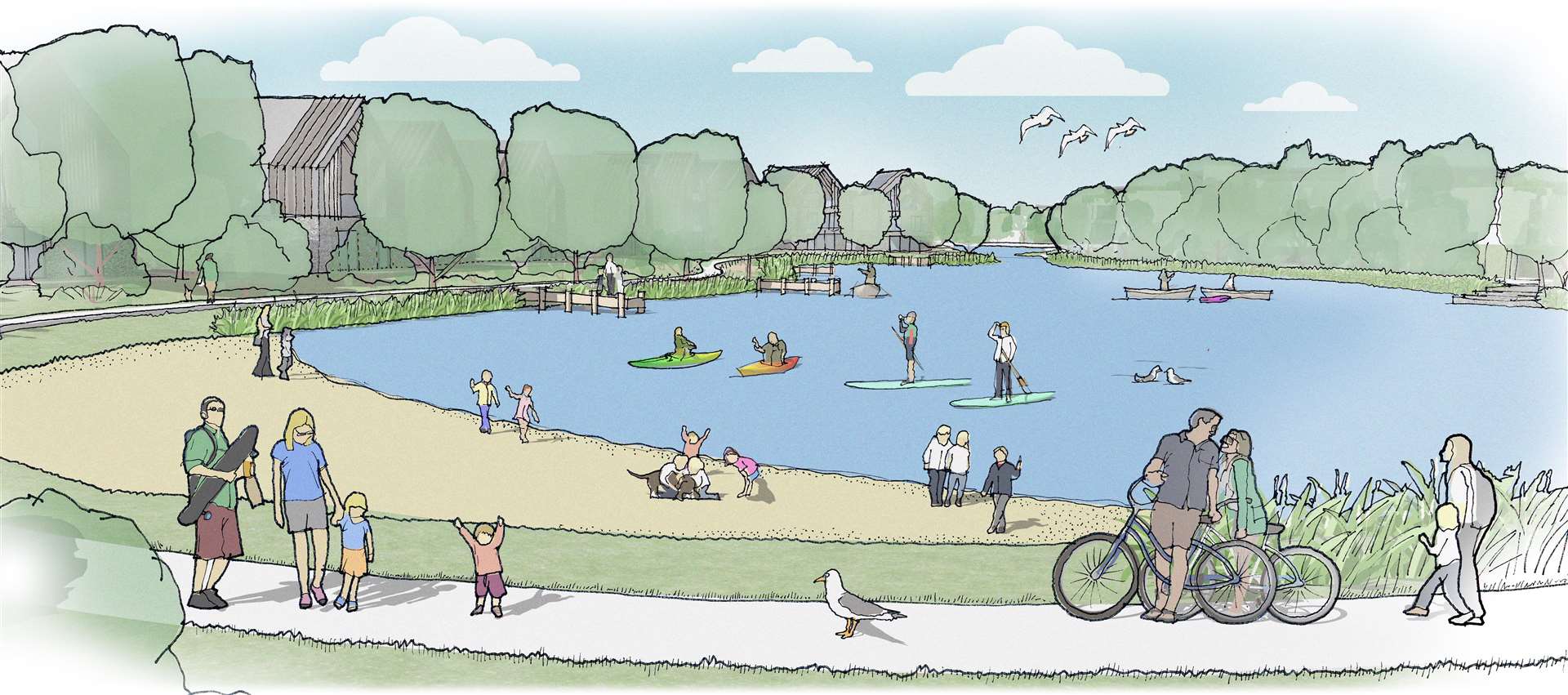 A new lake surrounded by two- and three-storey chalet holiday homes are proposed to replace Hythe Golf Club