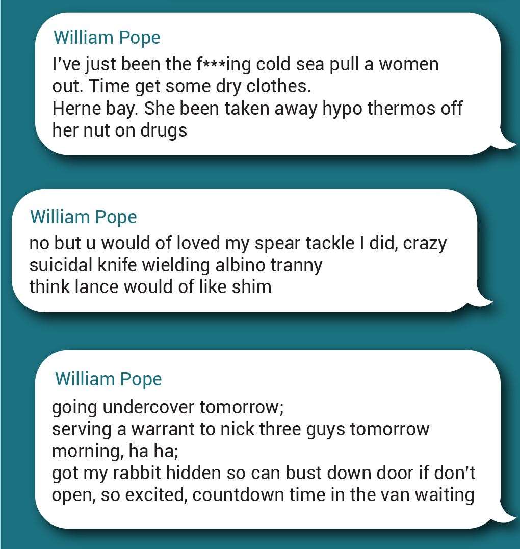 More examples of PC Pope's WhatsApp messages