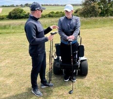 North Foreland's Kenny Powell with Henry Leo, a TaylorMade experimental representative