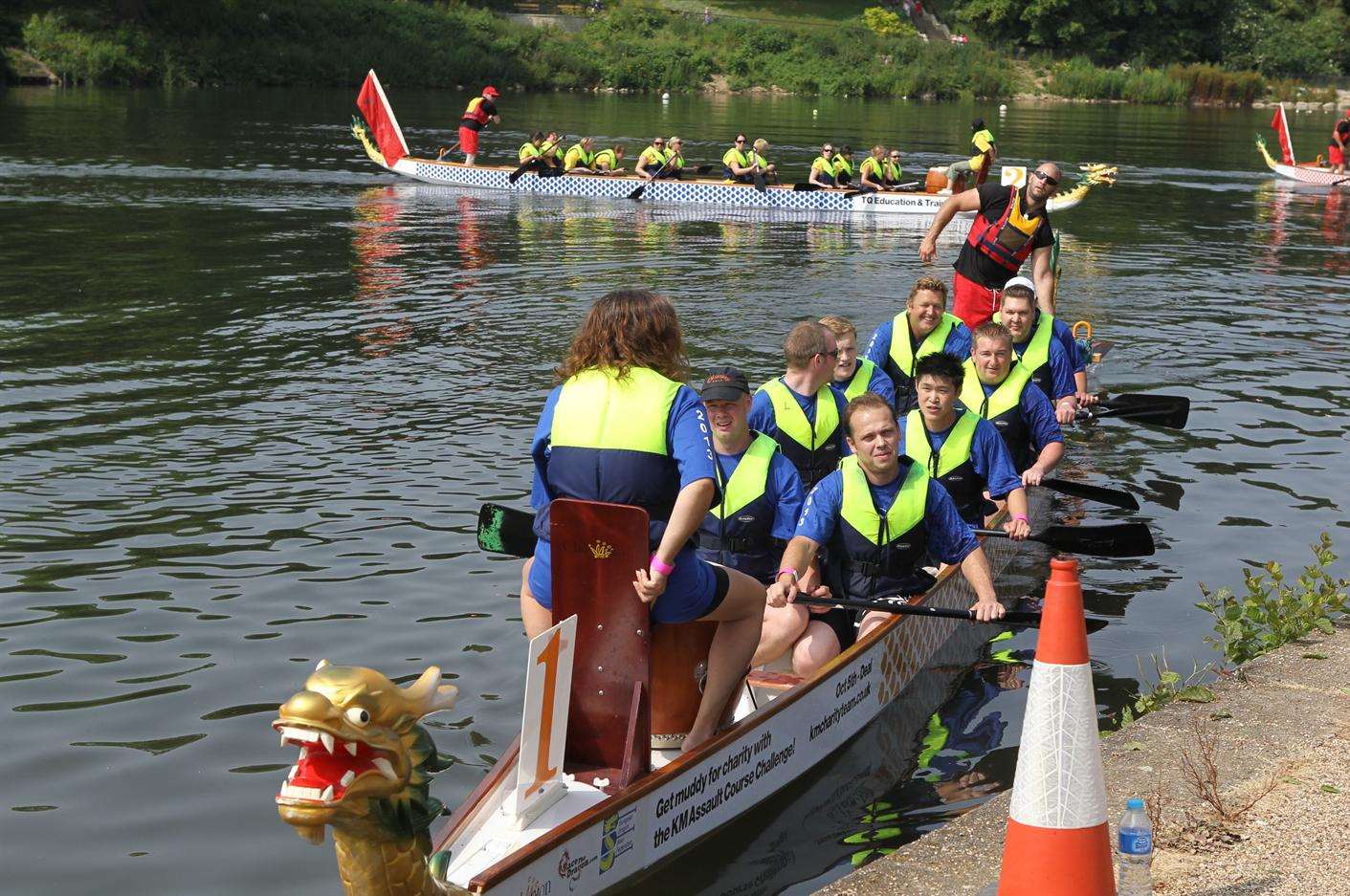 Dragon boats at a KM Dragon Boat Race and Family Fun Day at last year's event in Mote Park