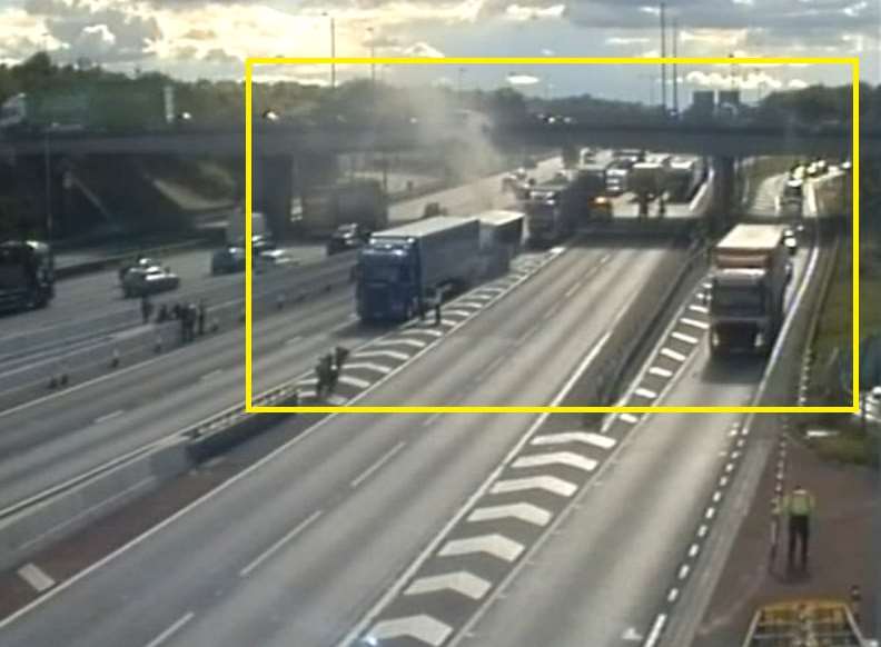 Two lorries have collided on the M25. Picture: Highways England