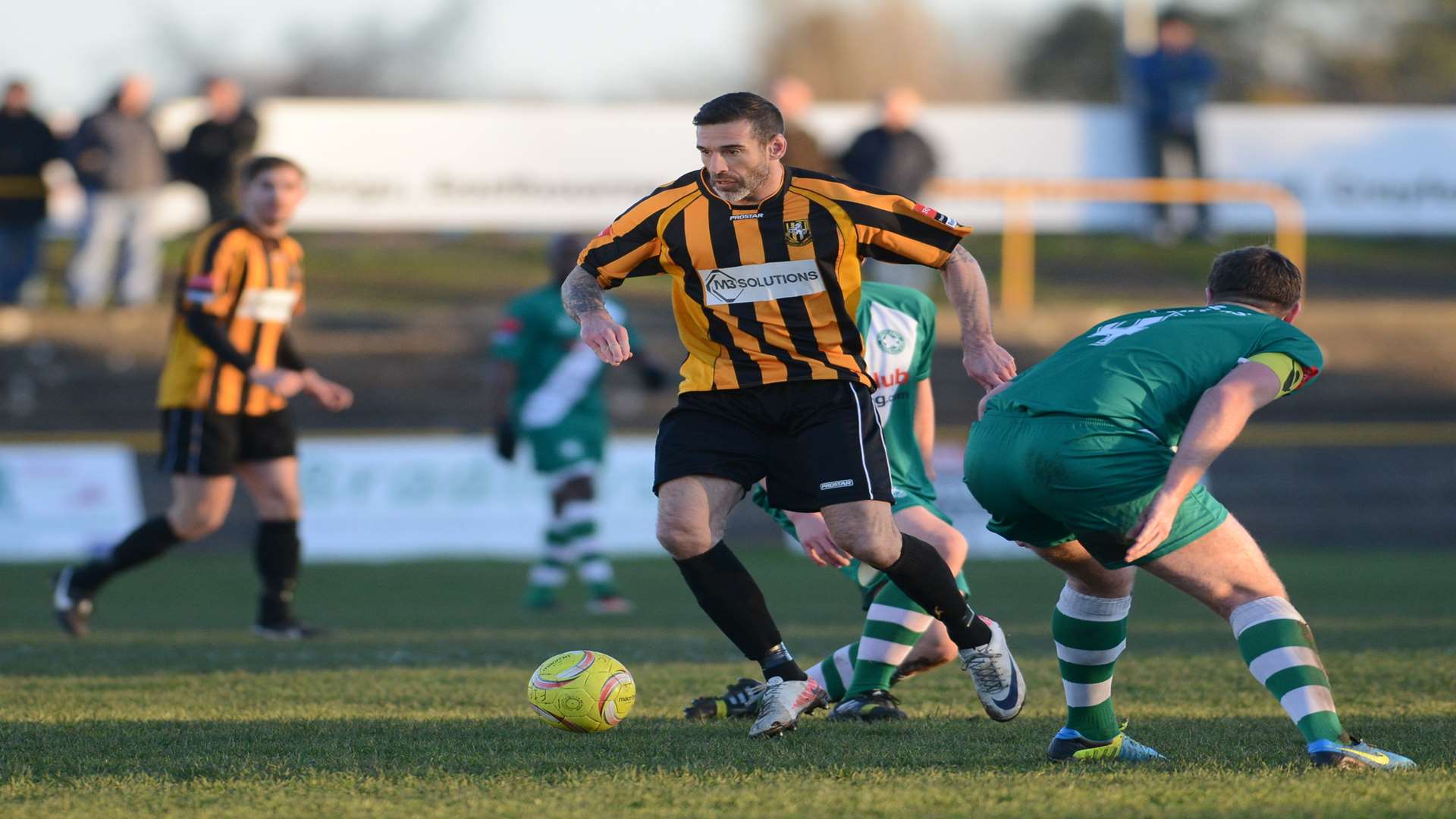 Paul Booth in action for Folkestone against Whyteleafe in December 2014 Picture: Gary Browne