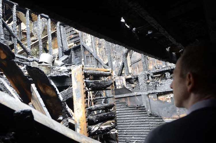 The Webbs surveyed the damage after the blaze