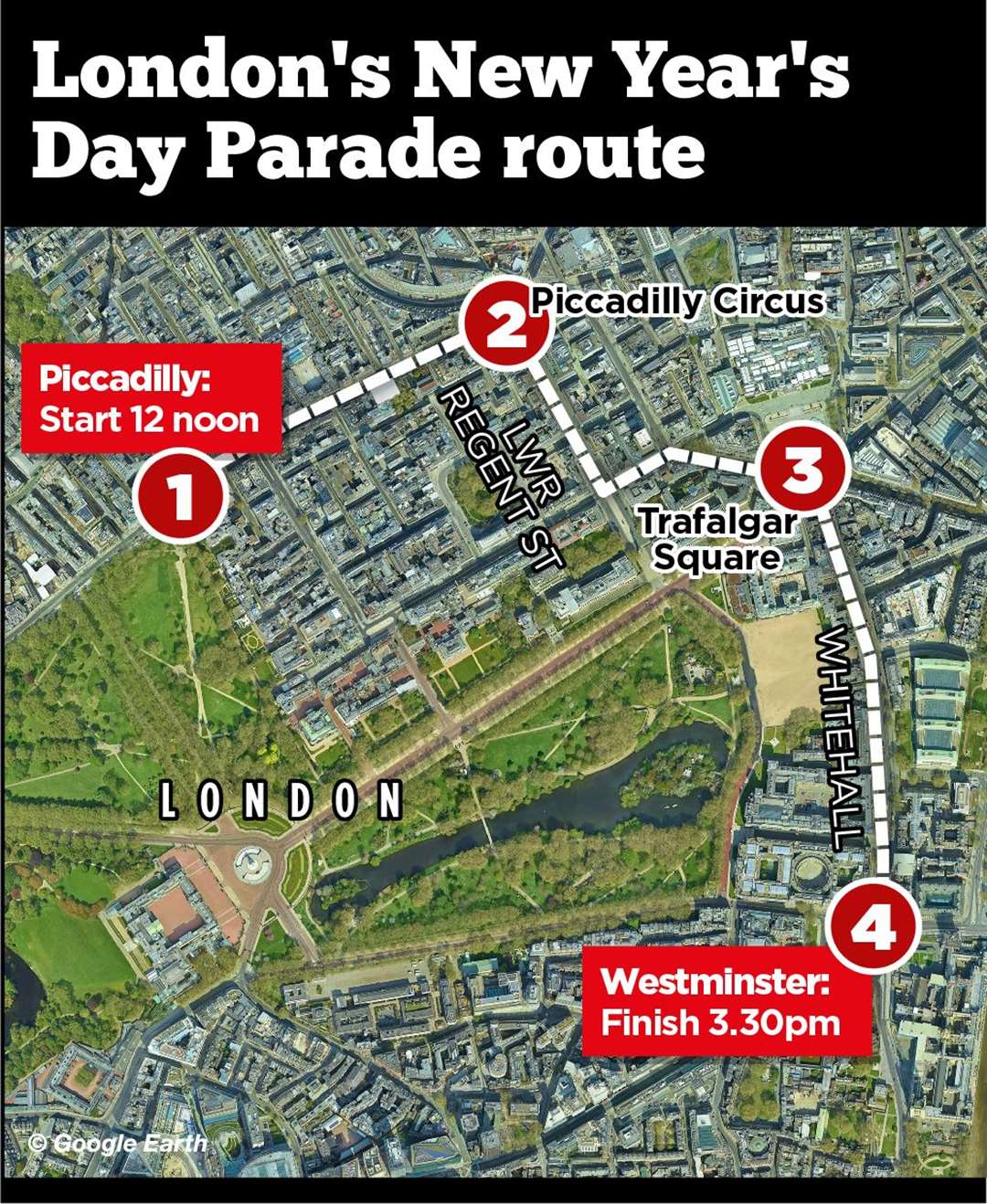 The New Year's Day parade route