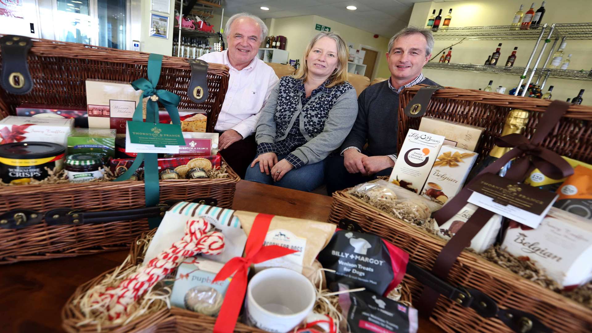 From left, Lanchester group of companies managing director Tony Cleary, Lanchester Gifts operations manager Ruth Peyton and Spicers of Hythe managing director Ian Spicer