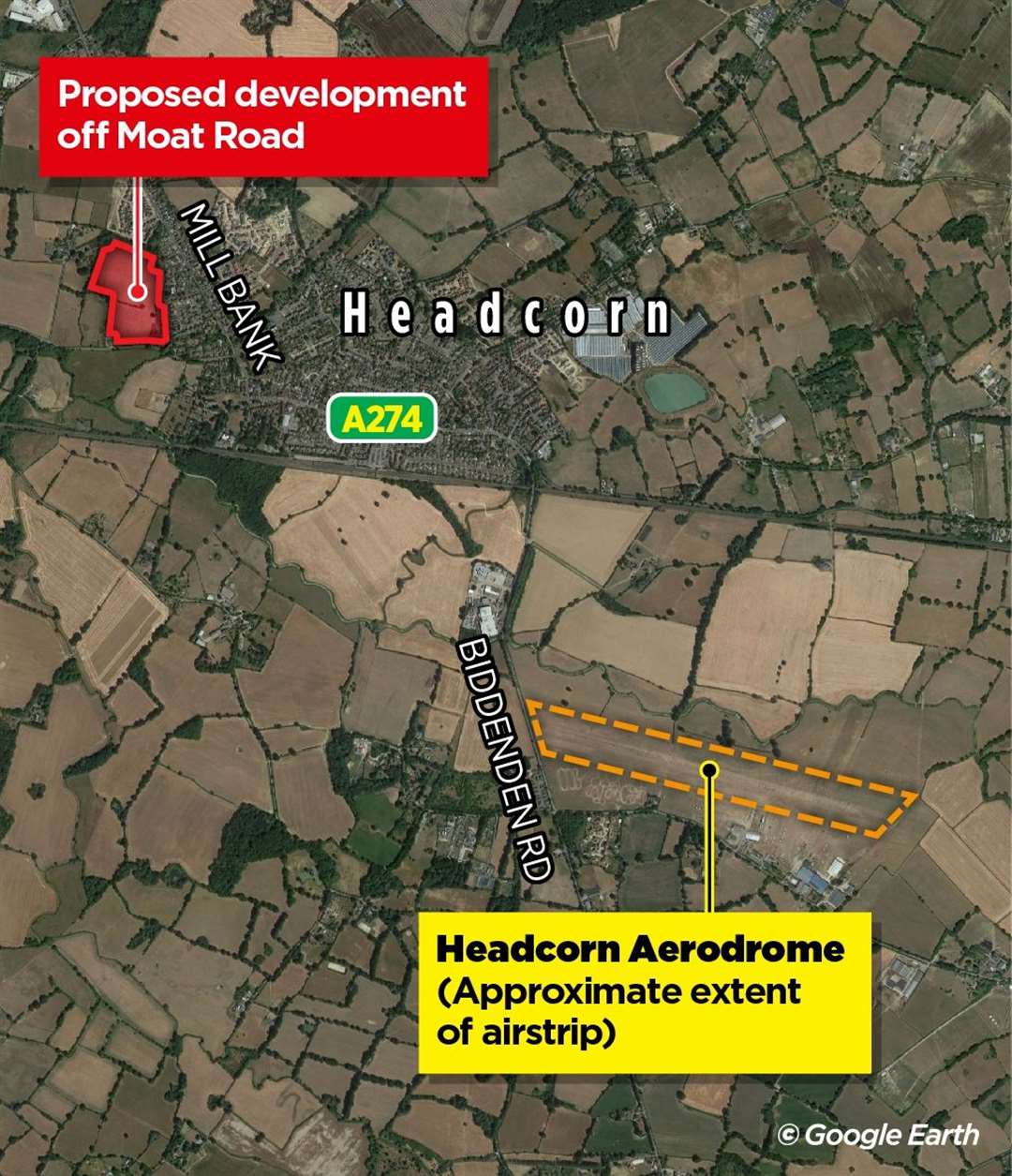The proposed development is about two miles away from Headcorn Aerodrome
