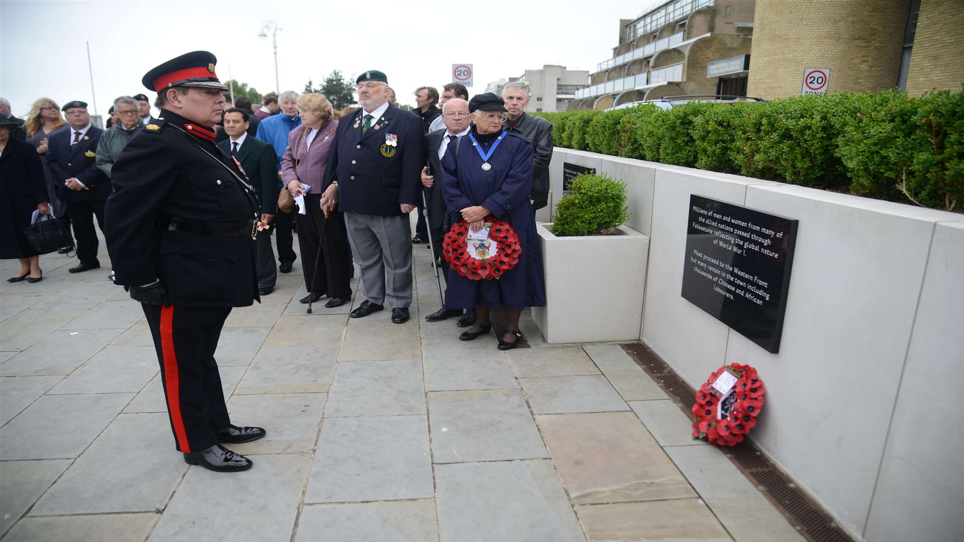 Deputy Lieutenant of Kent, Dennis Bradley places the first wreath in Folkestone. Picture: Gary Browne