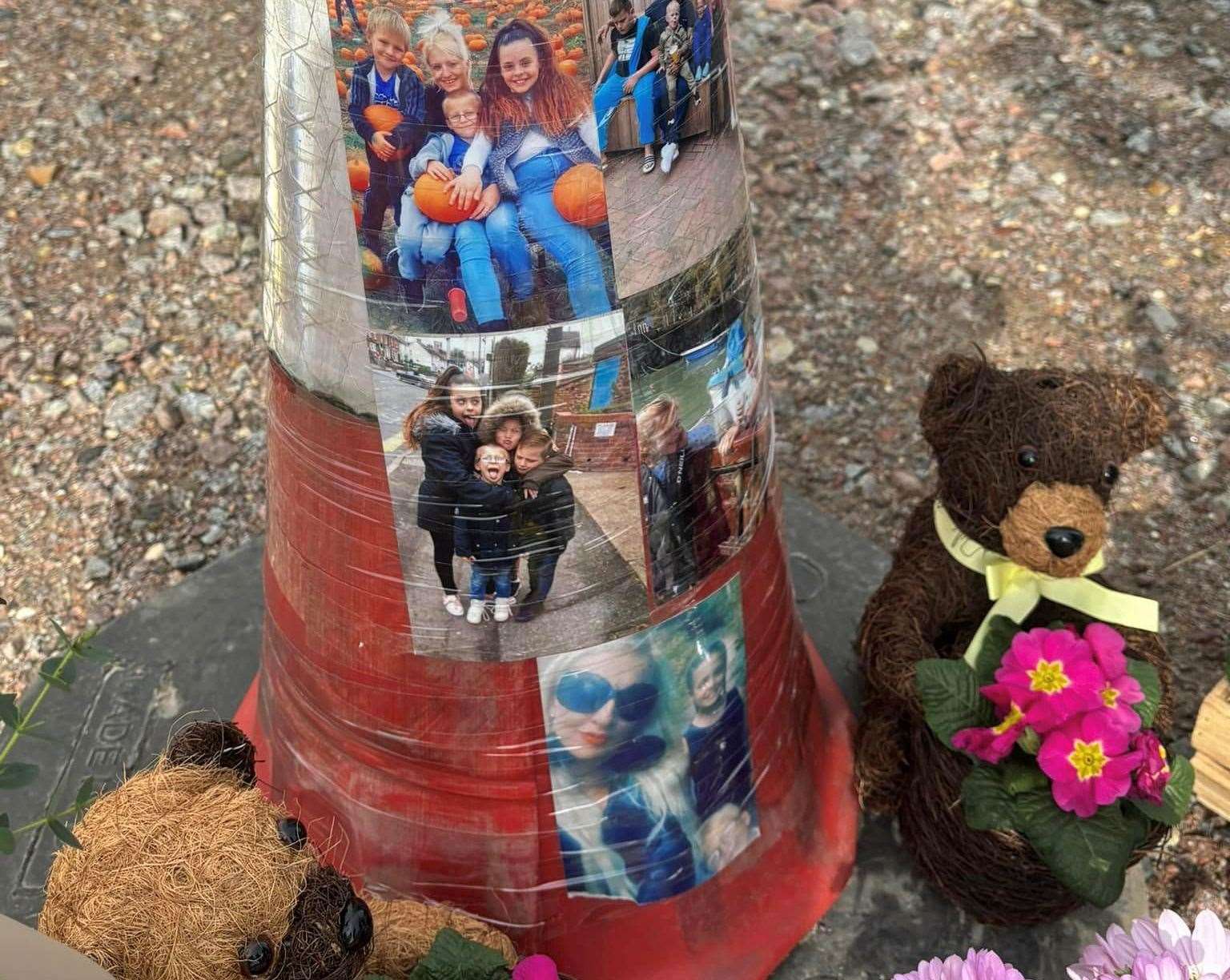 Pictures of Alisha Ponter have been put at the scene of the crash. Picture: Cody Marie Hobman
