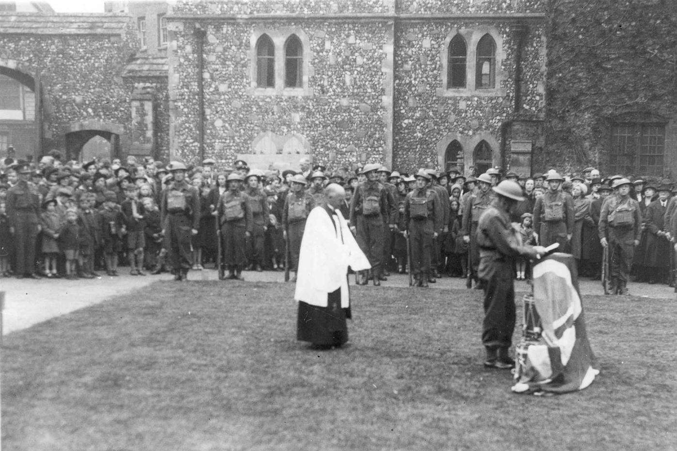 A drumhead service during the Second World War