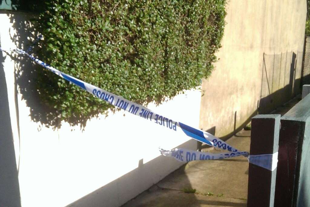 Police taped off an alleyway near the scene in Watling Street, Gillingham. Picture: Adrain Denness