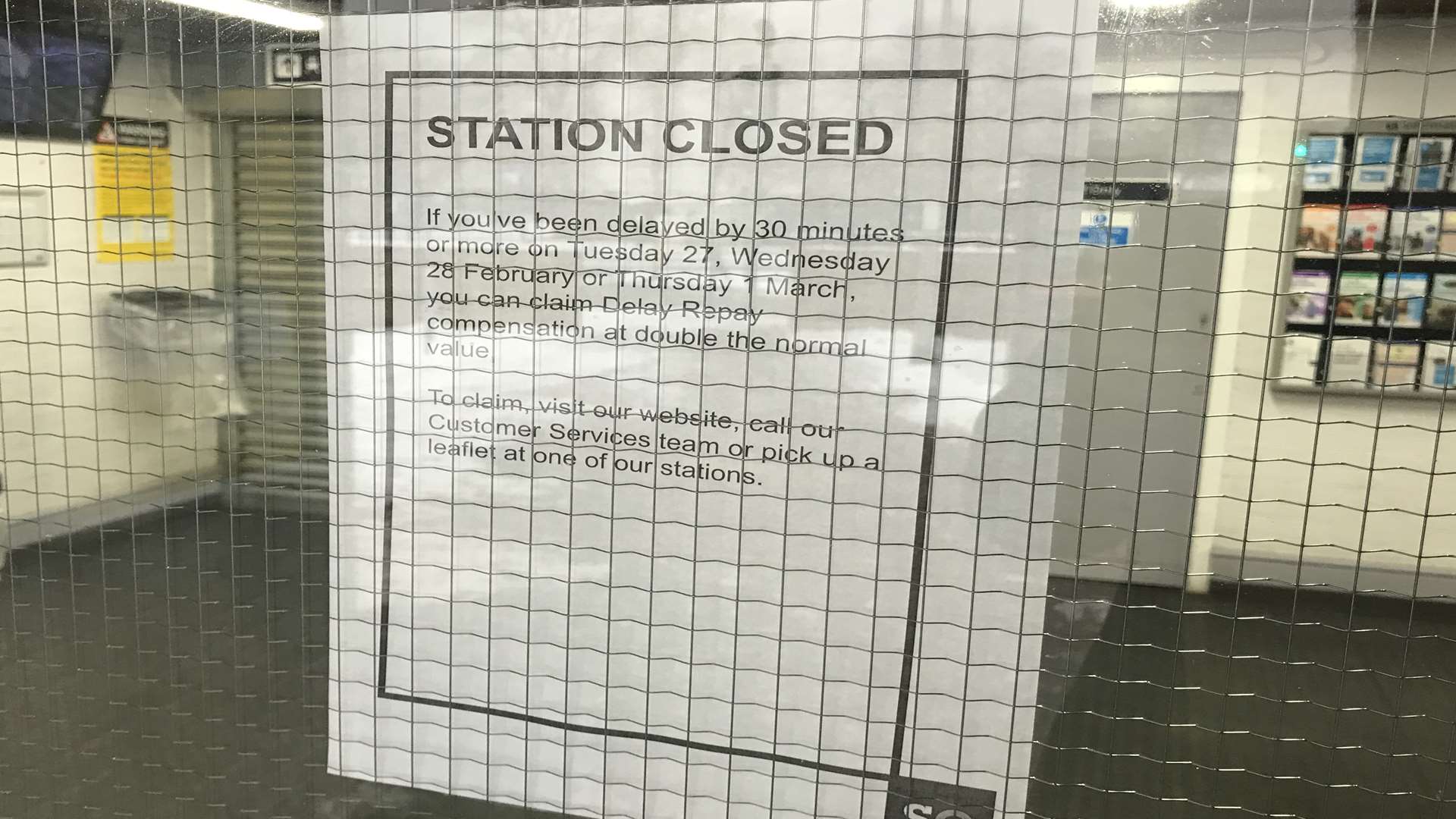 This is the 'station closed' sign that greeted commuters in Sheerness