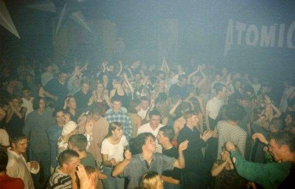 Busting a move on the busy Atomics dance floor in Maidstone in the 1990s. Picture: Mick Clark