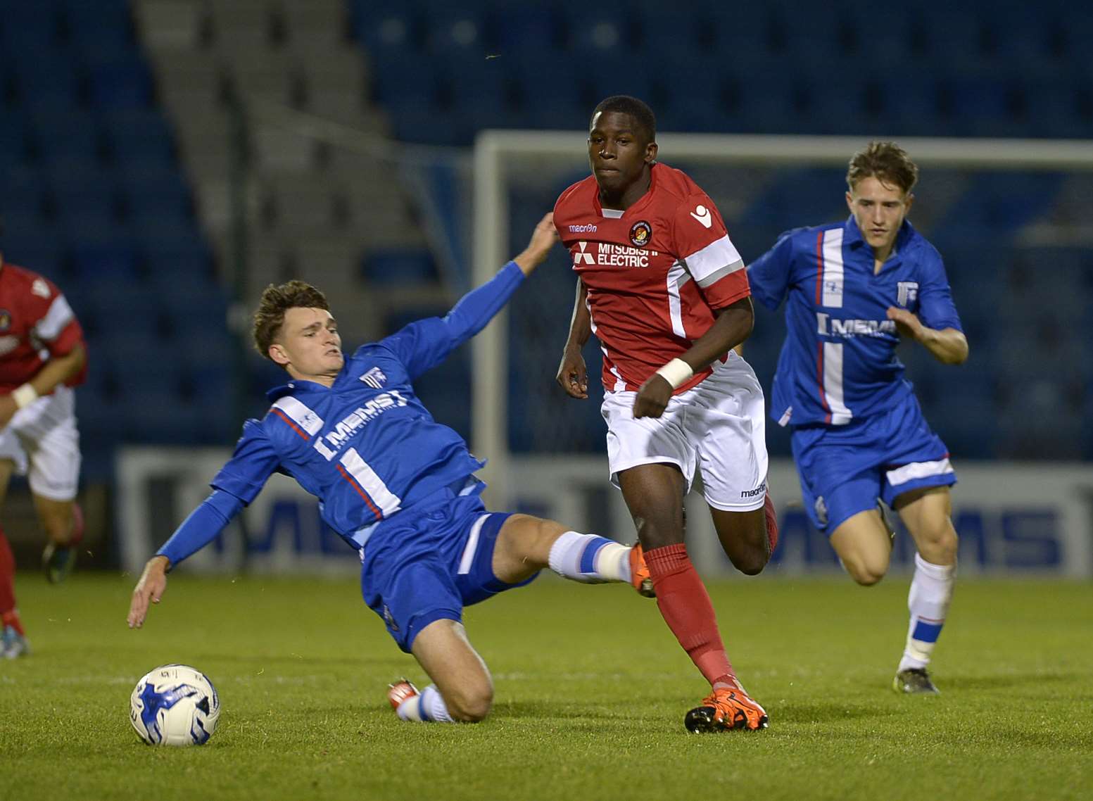 Shilow Tracey on the ball during Ebbsfleet's FA Youth Cup win at Gillingham Picture: Barry Goodwin