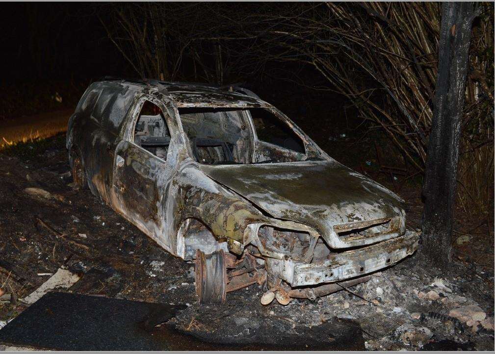 The burnt out van in Orpington