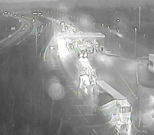 There is heavy traffic at the Port of Dover this morning. Picture: National Highways