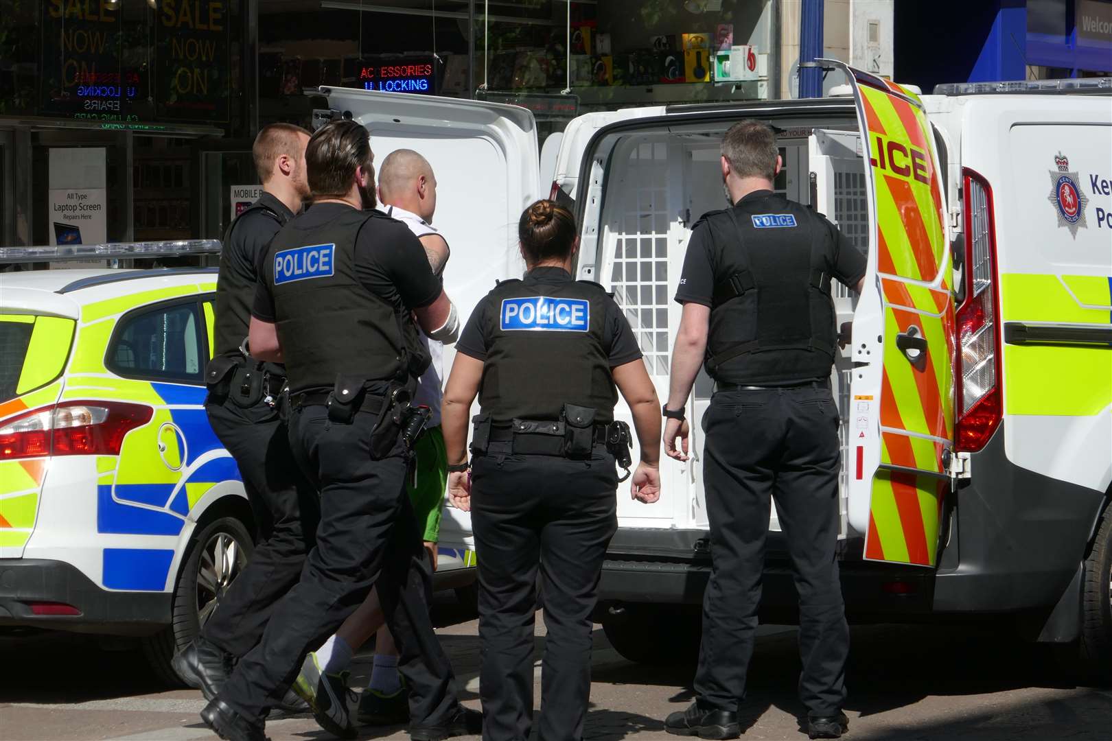 The man walked into a window and was later arrested for being drunk and disorderly