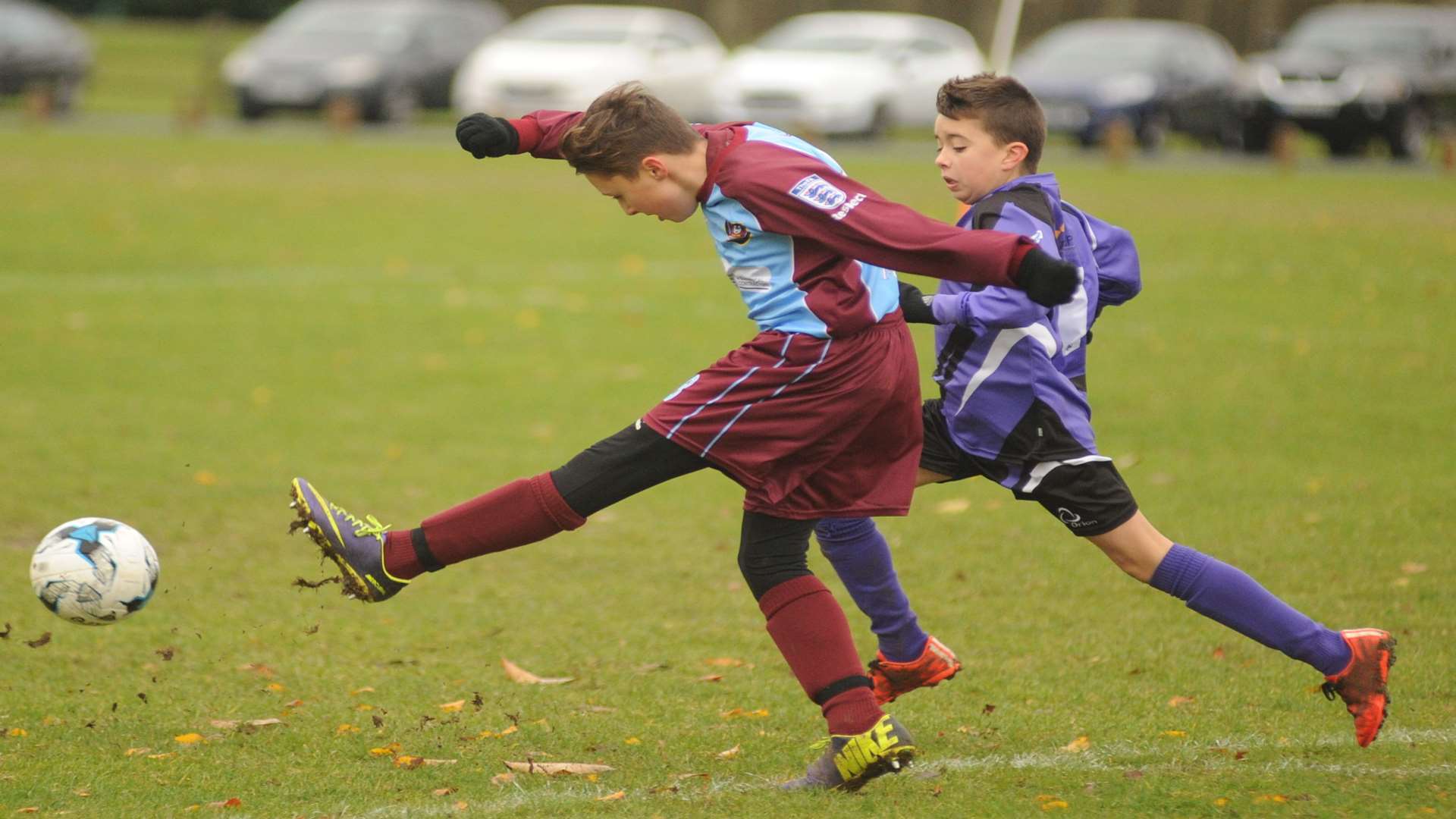 Anchorians give chase but Wigmore Youth Whippets get their shot in on goal in Under-13 Division 2 Picture: Steve Crispe