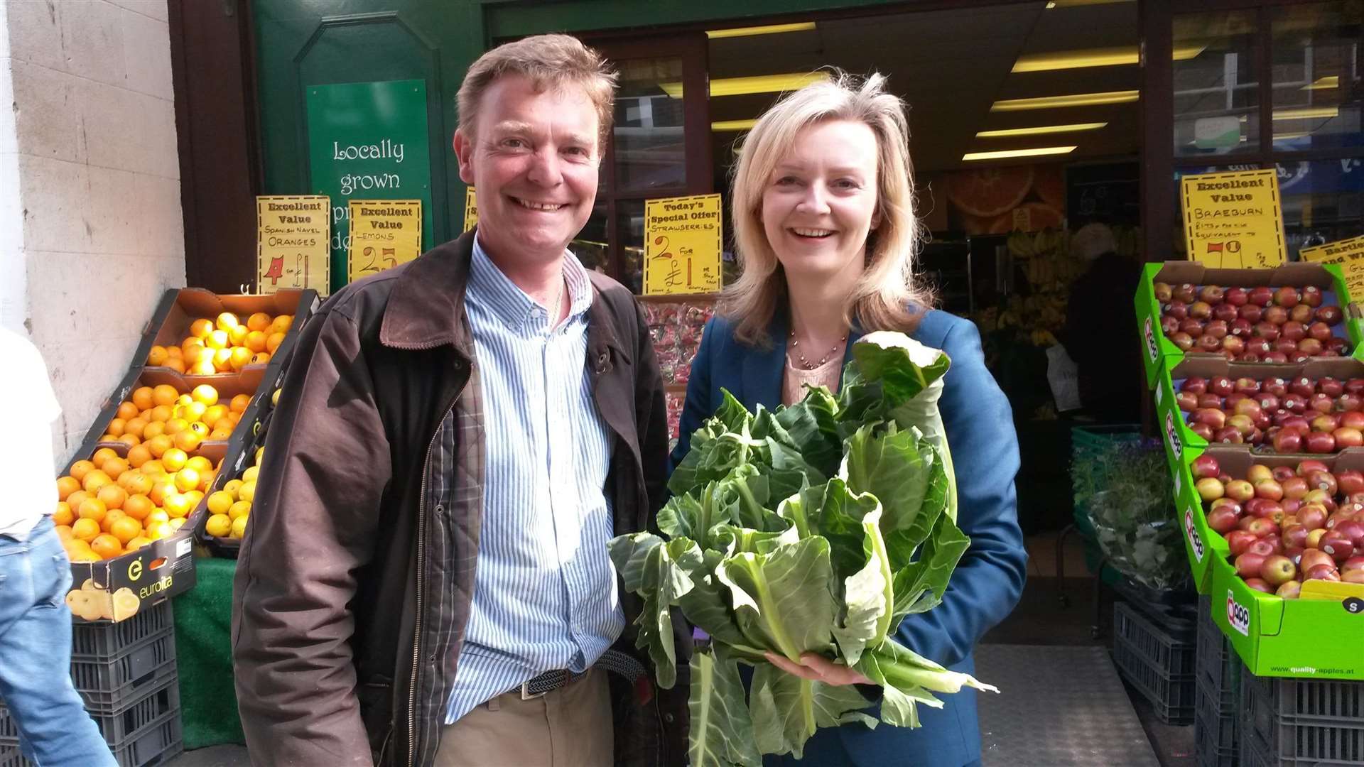 Environment, Food and Rural Affairs Secretary Liz Truss with Craig Mackinlay on the South Thanet campaign trail