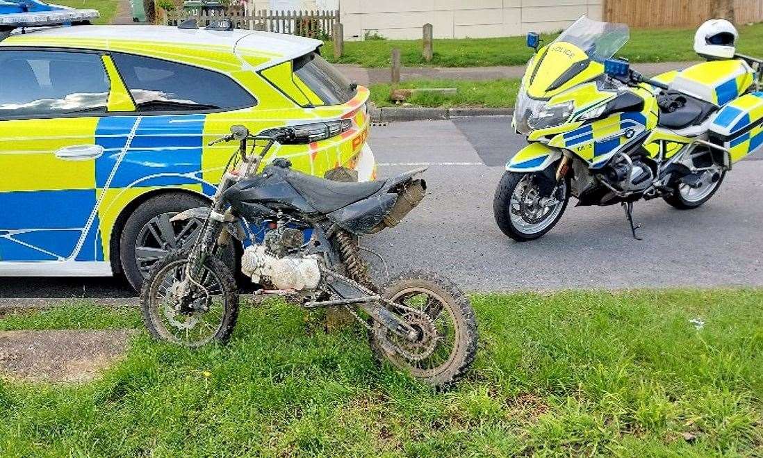 The black pit bike that was seized from a home in Bicknor Road, Maidstone. Picture: Kent Police