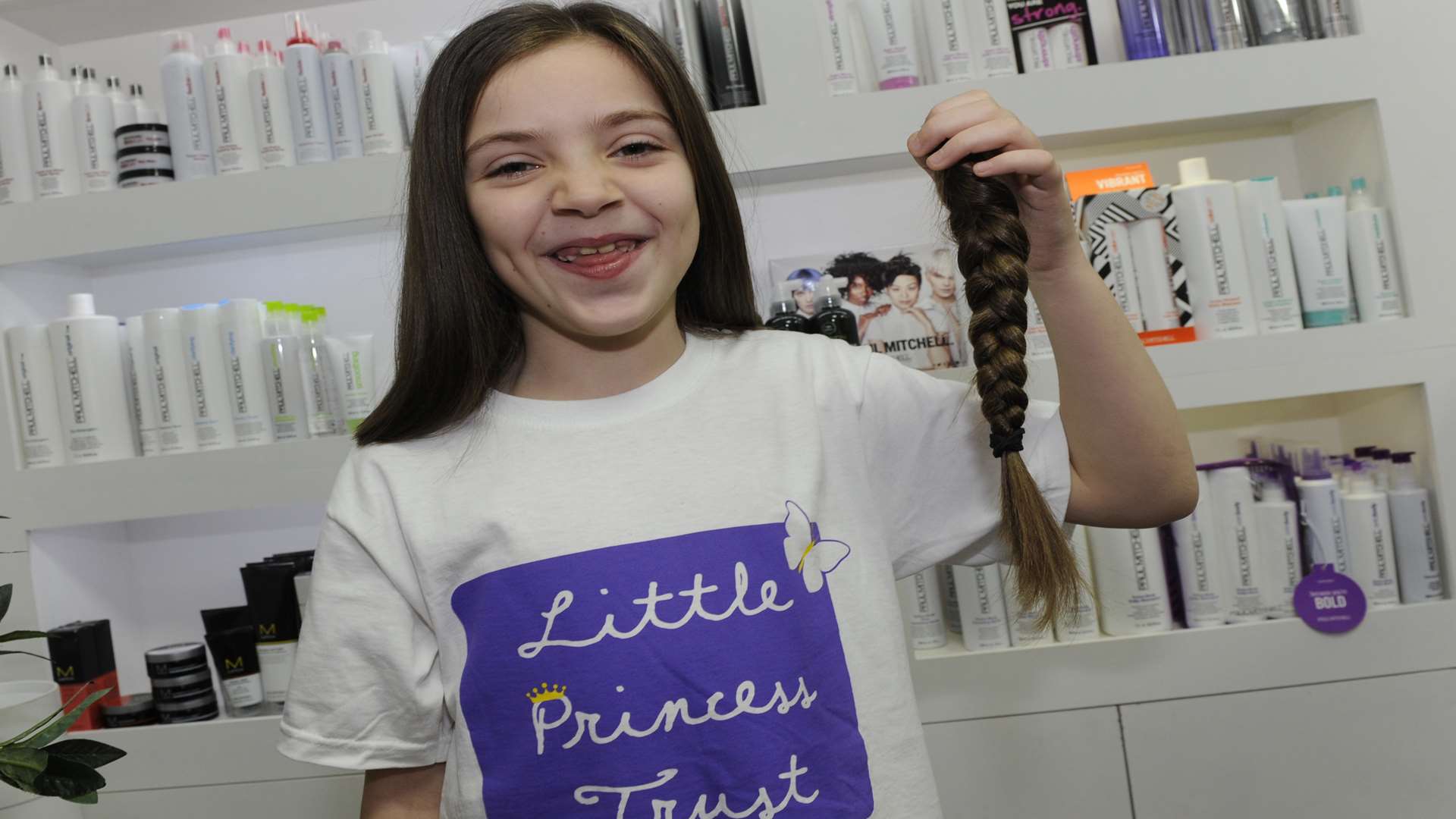 Obsessions Hair, York Street, Ramsgate. Eight-year-old Faith Cunningham has her hair cut for charity