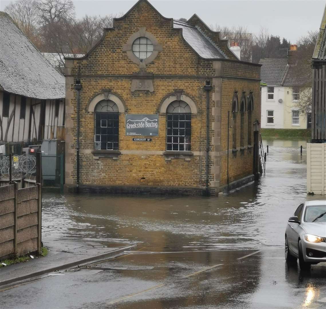 Faversham Creek burst its banks yesterday