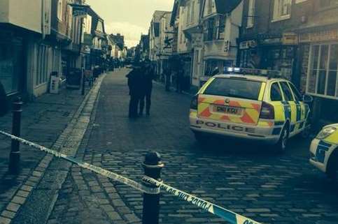 Police cordon off the area in Canterbury city centre