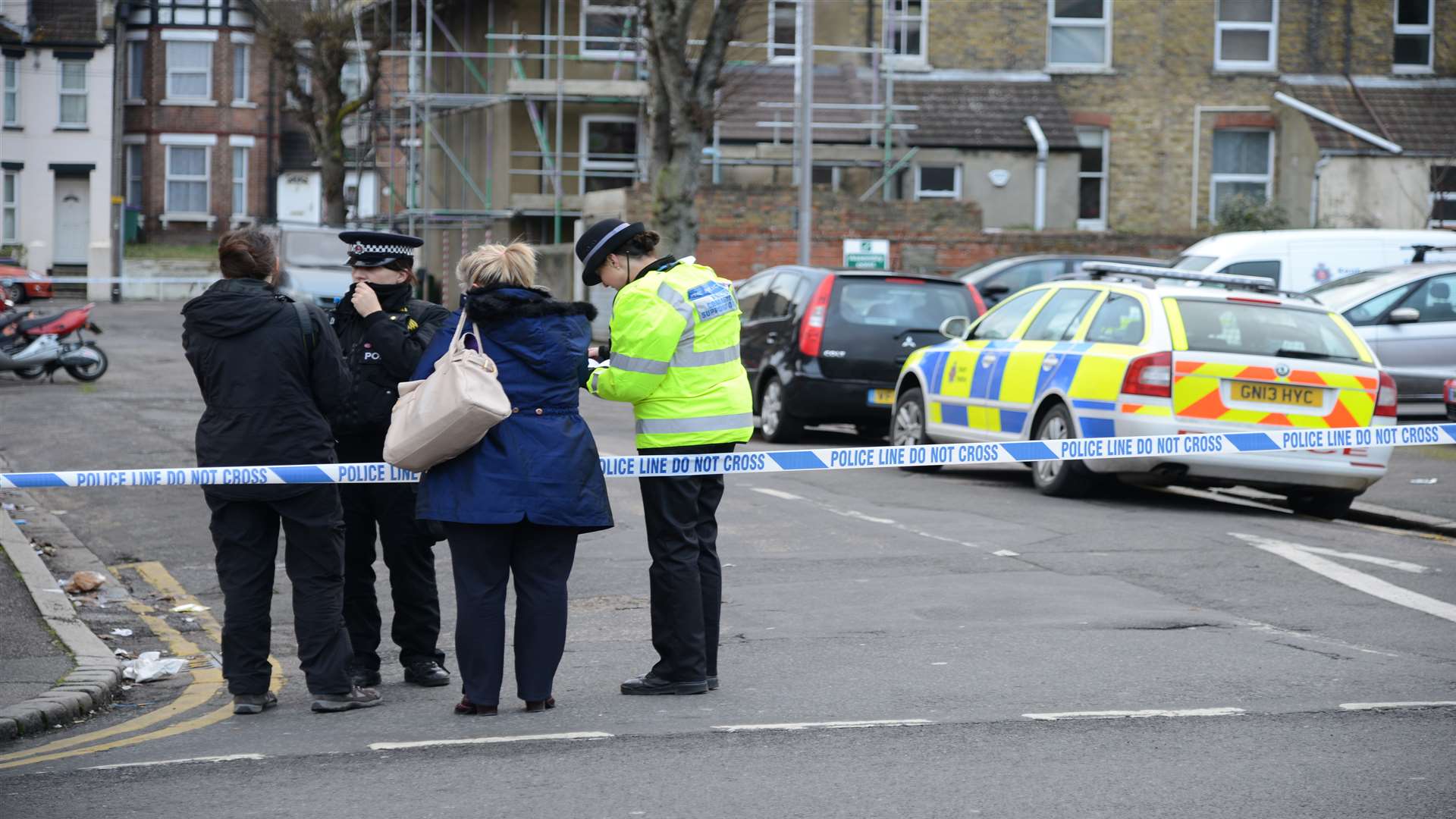 Police investigating the scene in Sussex Road. Picture: Gary Browne