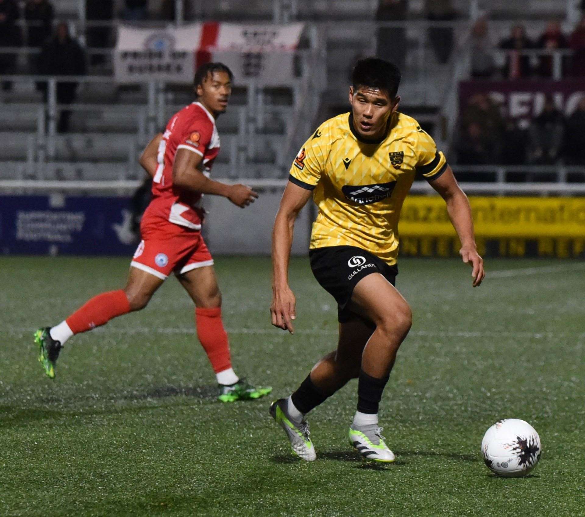 Bivesh Gurung returned to Maidstone’s midfield against Eastbourne. Picture: Steve Terrell