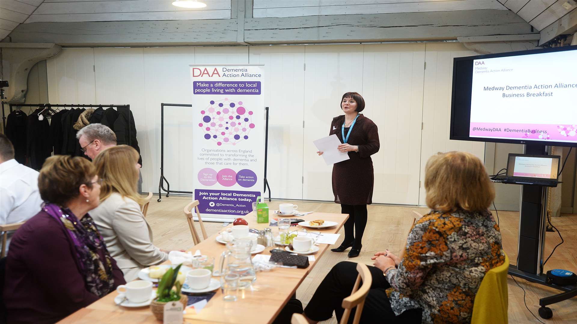 Katie Antill of Alzheimer's Society speaks at the Medway Dementia Action Alliance business breakfast. Picture: Al Frank Monk Photography