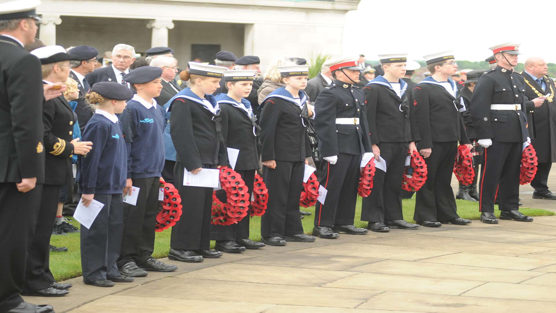 The Royal Marines Cadets and the Sea Cadets at the Battle of Jutland 100th anniversary service at the Chatham Naval Memorial