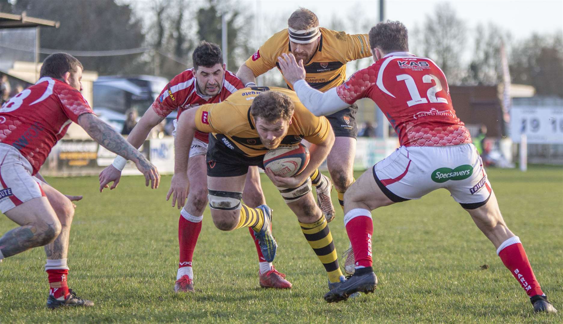 Canterbury on the attack during their 52-22 win over Barnstaple. Picture: Phillipa Hilton