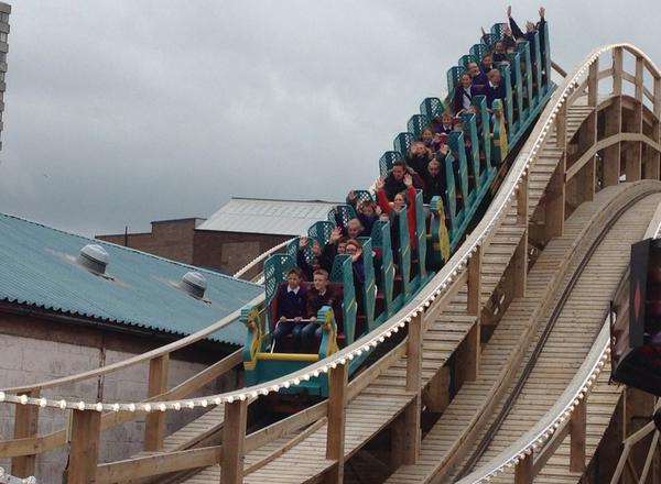 Schoolchildren try out the Scenic Railway rollercoaster