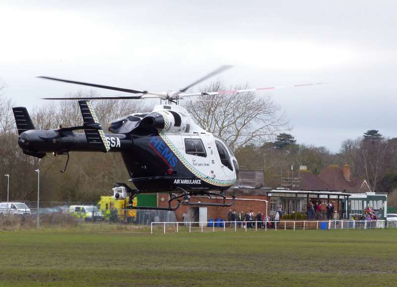 Air ambulance - Ashford Rugby Ground: Andy Clark