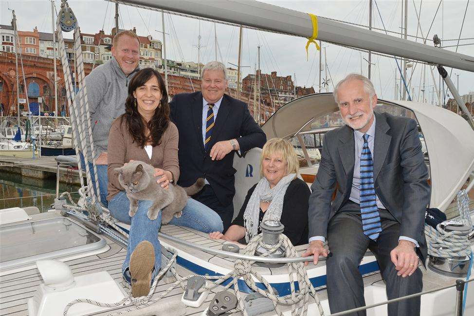 Buxton the cat is setting sail on a 2000 mile voyage to raise money for Pilgrims Hospice with owners Helena and Steve Neal.